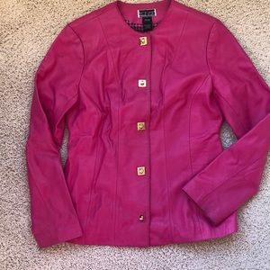 Belle Sport Hot Pink Leather Blazer
